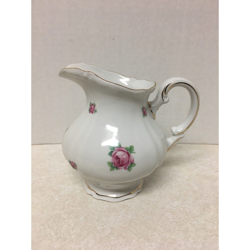 Hutschenreuther Arzberg Bavaria Germany Roses Footed Porcelain Creamer 5"H